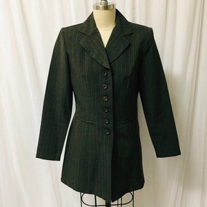 Fashion Bug Dark Green Striped Tailored Blazer